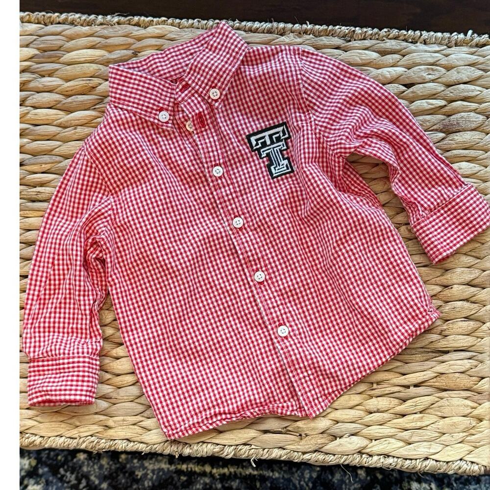 Garb Team Texas Tech Red Raiders Infant Red Gingham Button Down Shirt 3-6M